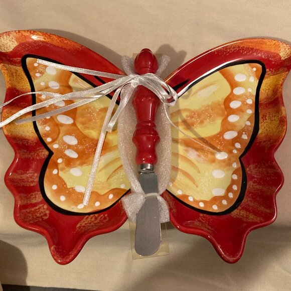 Grasslands Road-Butterfly Cheese Serving Tray W/Spreader/Knife-10" W-BRAND NEW - Picture 3 of 9